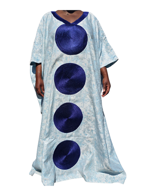 Abeke Ayewa Round Embroidered Damask Brocade Maxi Dress